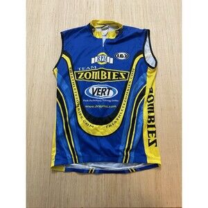 louis garneau cycling Sleeveless 3/4 Zip jersey mens Blue Yellow size  large
